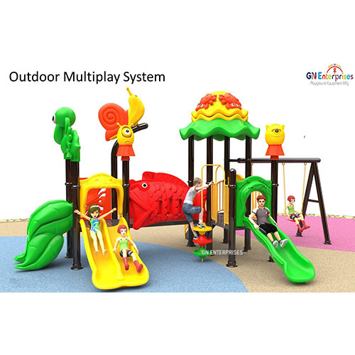 Outdoor Multiplay System - FRP & Metal, 25 x 16.66 x 12.66 Ft | For Ages 3-12 Years, Engaging Kids' Play Experience