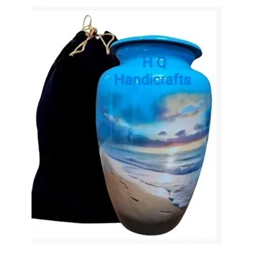 Beach Sunset Design Cremation Urn - Color: Blue