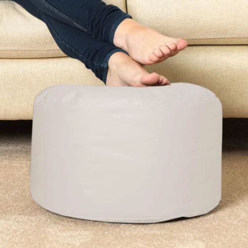 Gunj Xxxl Artificial Leather Bean Bag With Footrest With Cushion - Color: White