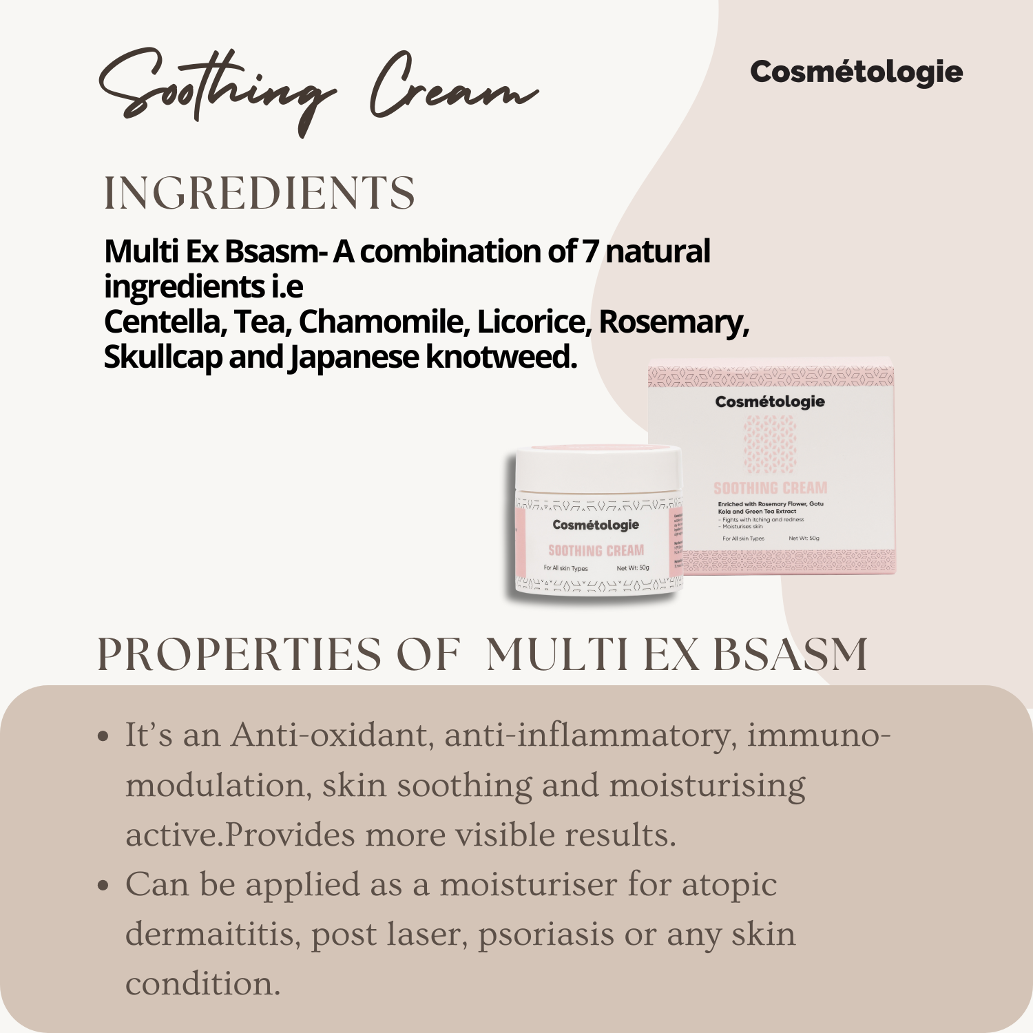 Cosmetologie Soothing Face Cream Enriched With Rosmary Flower, Green Tea Exract | Skin Brightening Cream I,reduces Dark Spots I Moisturizer For Face