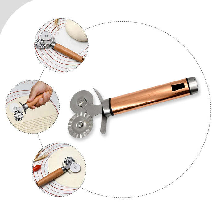 Pastry Cutter Wheel - Premium Double Cutter Design | Ideal For Pie Crusts, Pasta, Ravioli, And Crinkle Cuts