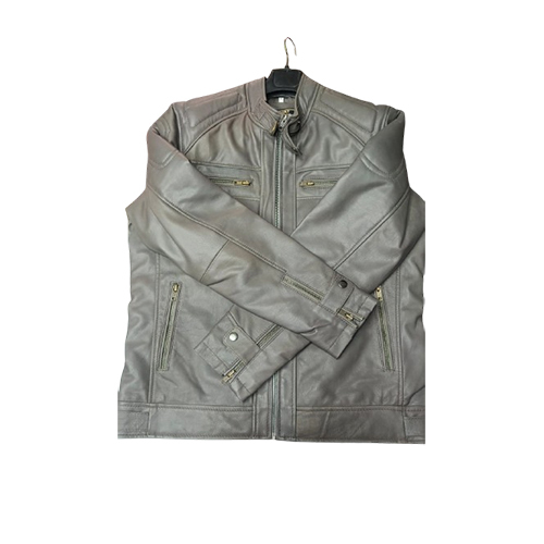 Grey Original Leather Jacket - Sleeve Style: Full Sleeves