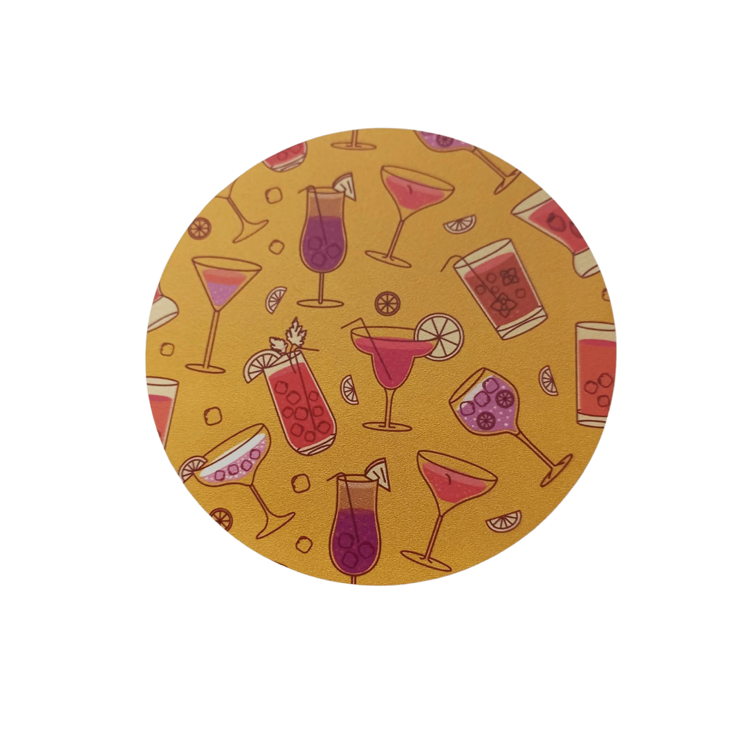 Mdf Coasters Round - 9 Cm Diameter, 3-5 Mm Thickness | Customizable Uv Printed Design, Eco-friendly, Heat & Moisture Resistant