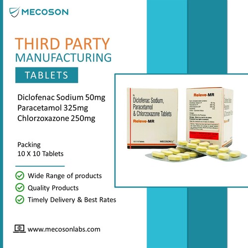 डाइक्लोफेनाक 50mg + परासिटामोल 325mg + क्लोरज़ोकाज़ोन 250mg का समुचित संयोजन।