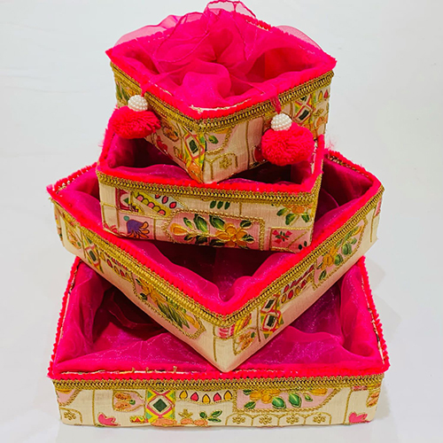Rg3 305 Ethnic Basket With Net - Color: Multi Colour