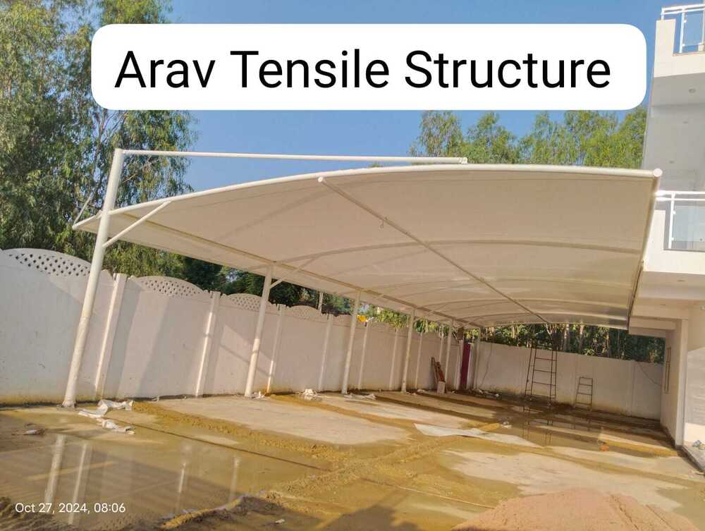 Tensile Cantilever Car Parking Structure - Polyester Fabric, 50 Inch Width, Multicolor Design | Versatile Tent for Temporary Shelter
