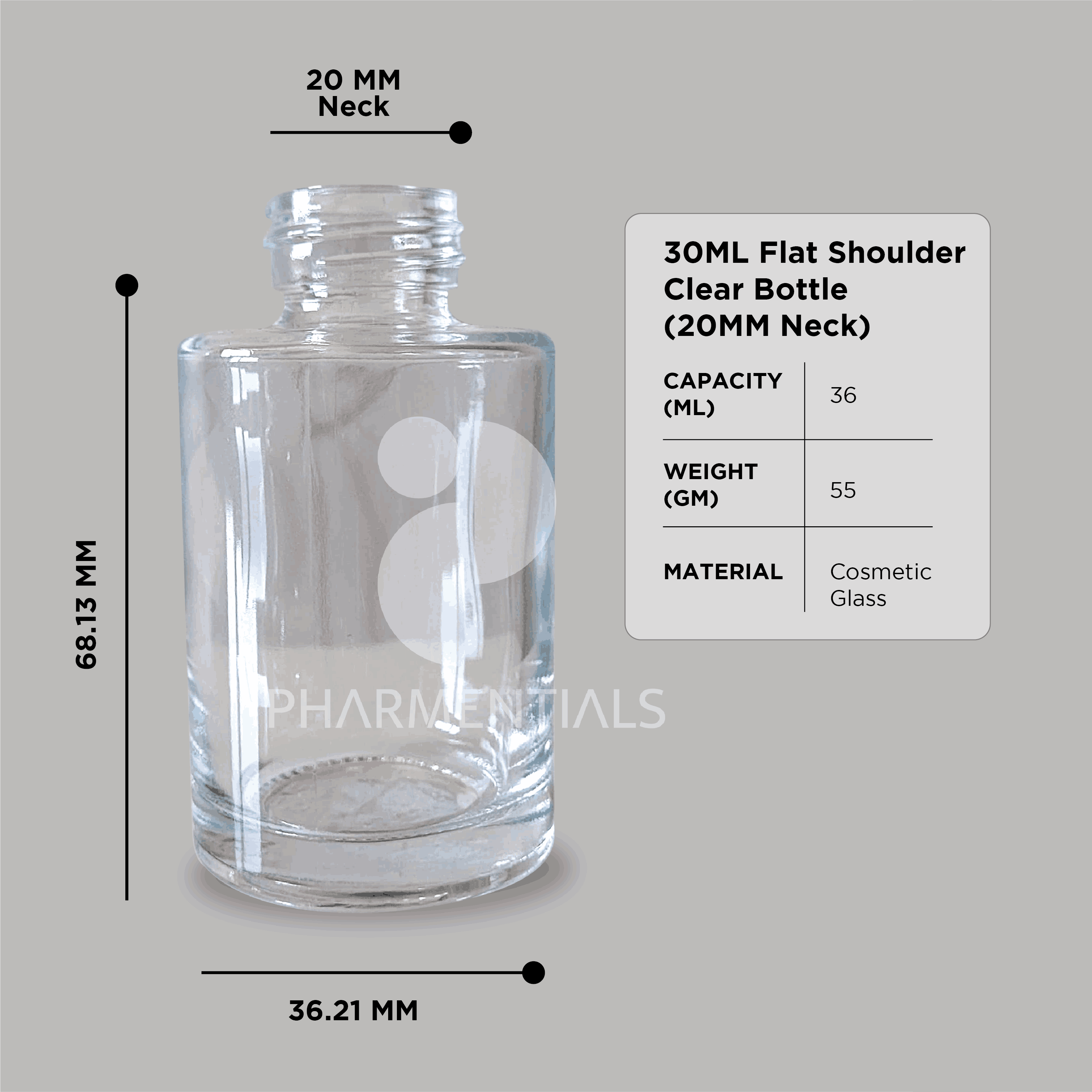 Flat Shoulder Clear Bottle