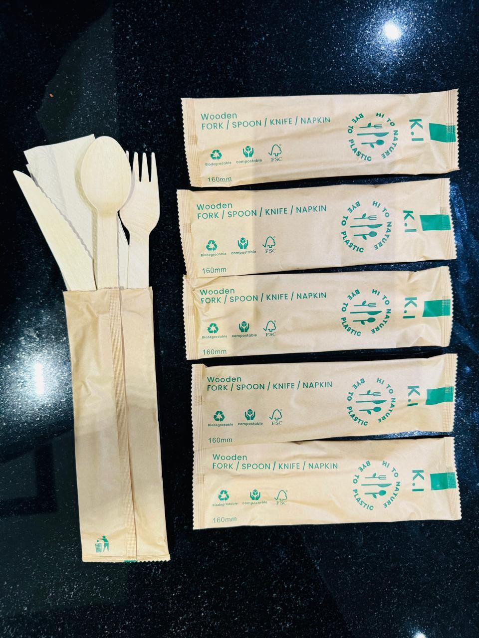 Wooden Knife Fork Spoon Napkin