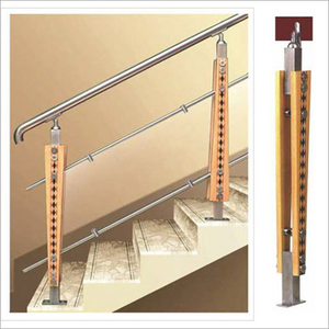 SS And Wooden Balustrade Stair Design Railing